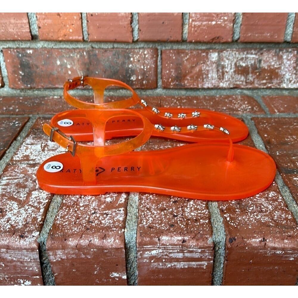 Katy Perry The Geli Stud Thong Sandals Starfish Fiery Orange Women’s 8 Jelly
